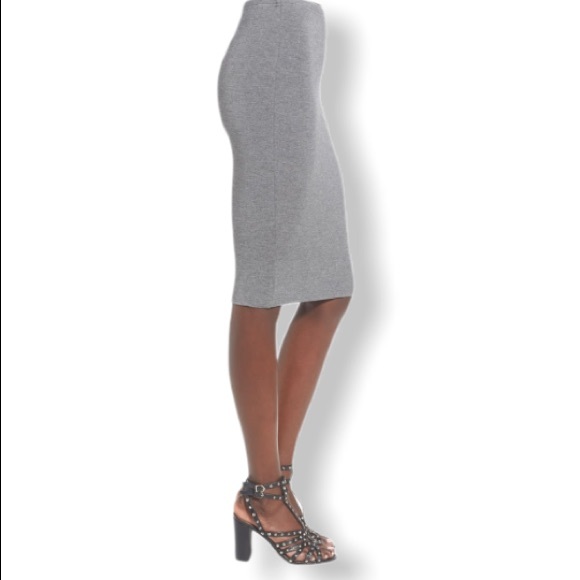 Leith skirt bodycon pencil tube stretch midi gray - Picture 2 of 7